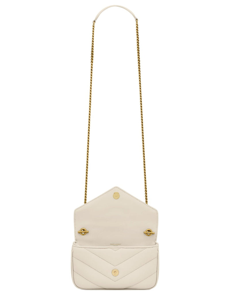 Saint Laurent Loulou Mini Shoulder Bag — White Lamb Leather