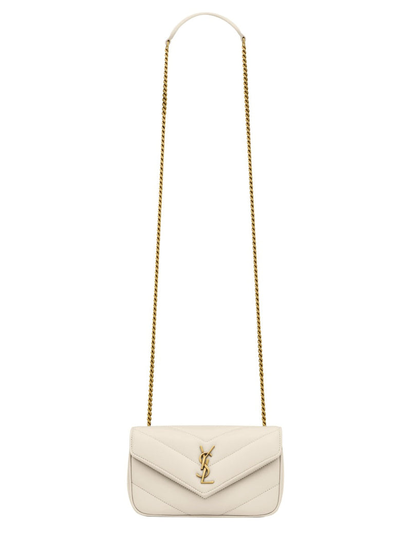 Saint Laurent Loulou Mini Shoulder Bag — White Lamb Leather