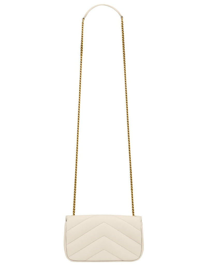 Saint Laurent Loulou Mini Shoulder Bag — White Lamb Leather