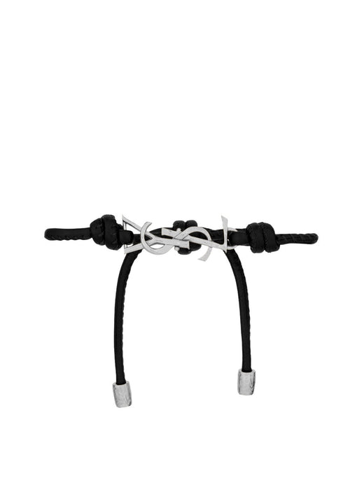 Saint Laurent Cassandre Bracelet — Black Leather Bracelets