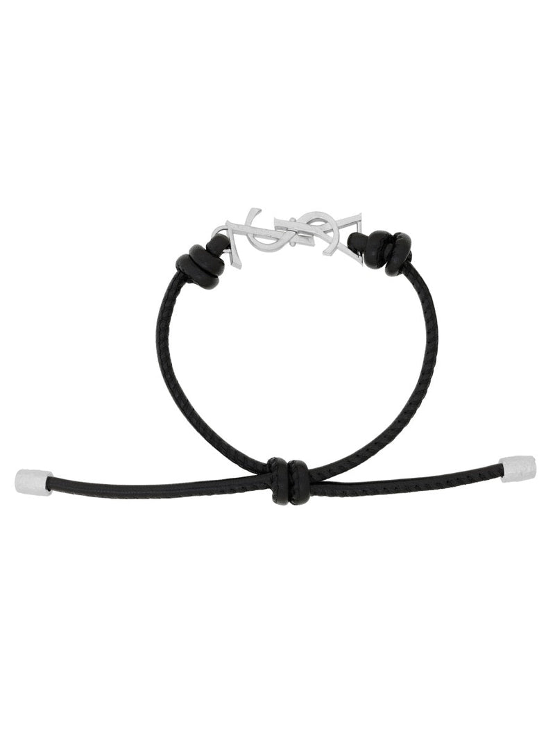 Saint Laurent Cassandre Bracelet — Black Leather Bracelets