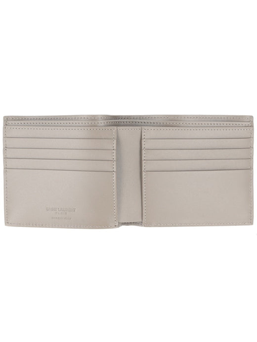 Saint Laurent Calf Leather Bifold Wallet — Beige & Purses
