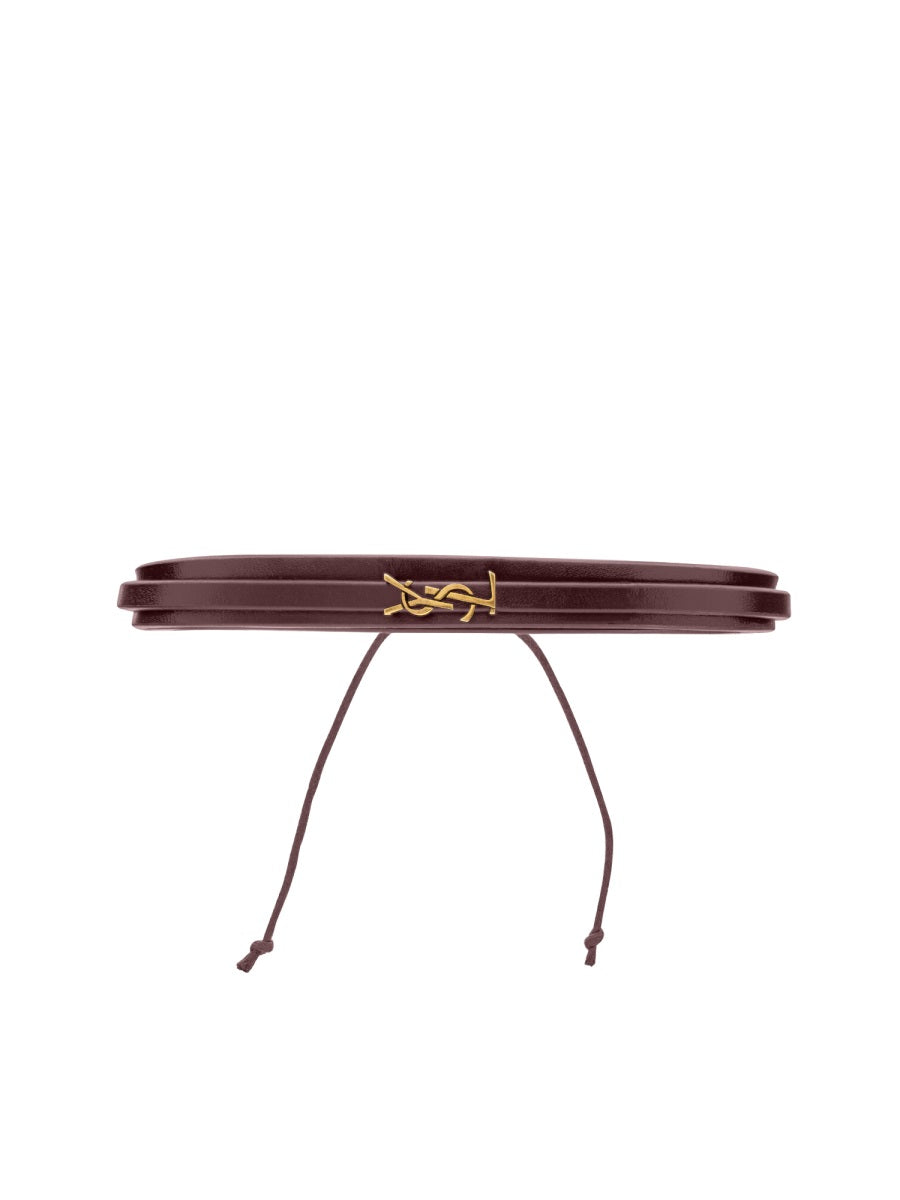 Saint Laurent Cassandre Bracelet — Bordeaux Leather Bracelets