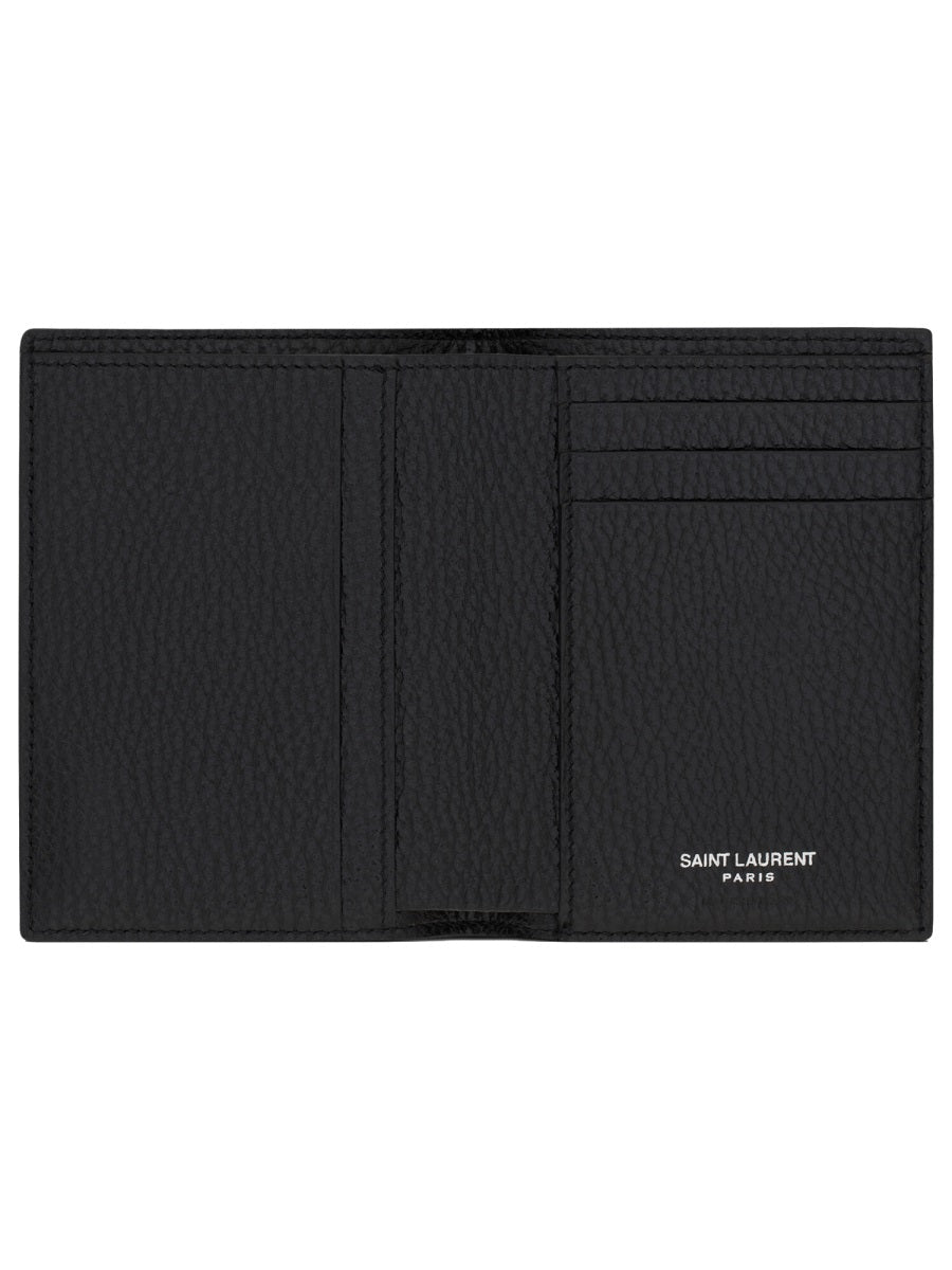 Saint Laurent Cassandre Card Case — Black Calf Leather Wallets & Purses