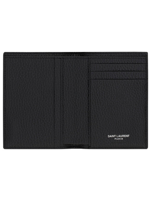 Saint Laurent Cassandre Card Case — Black Calf Leather Wallets & Purses