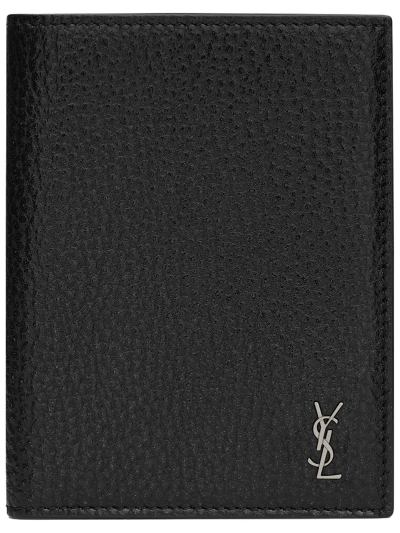 Saint Laurent Cassandre Card Case — Black Calf Leather Wallets & Purses
