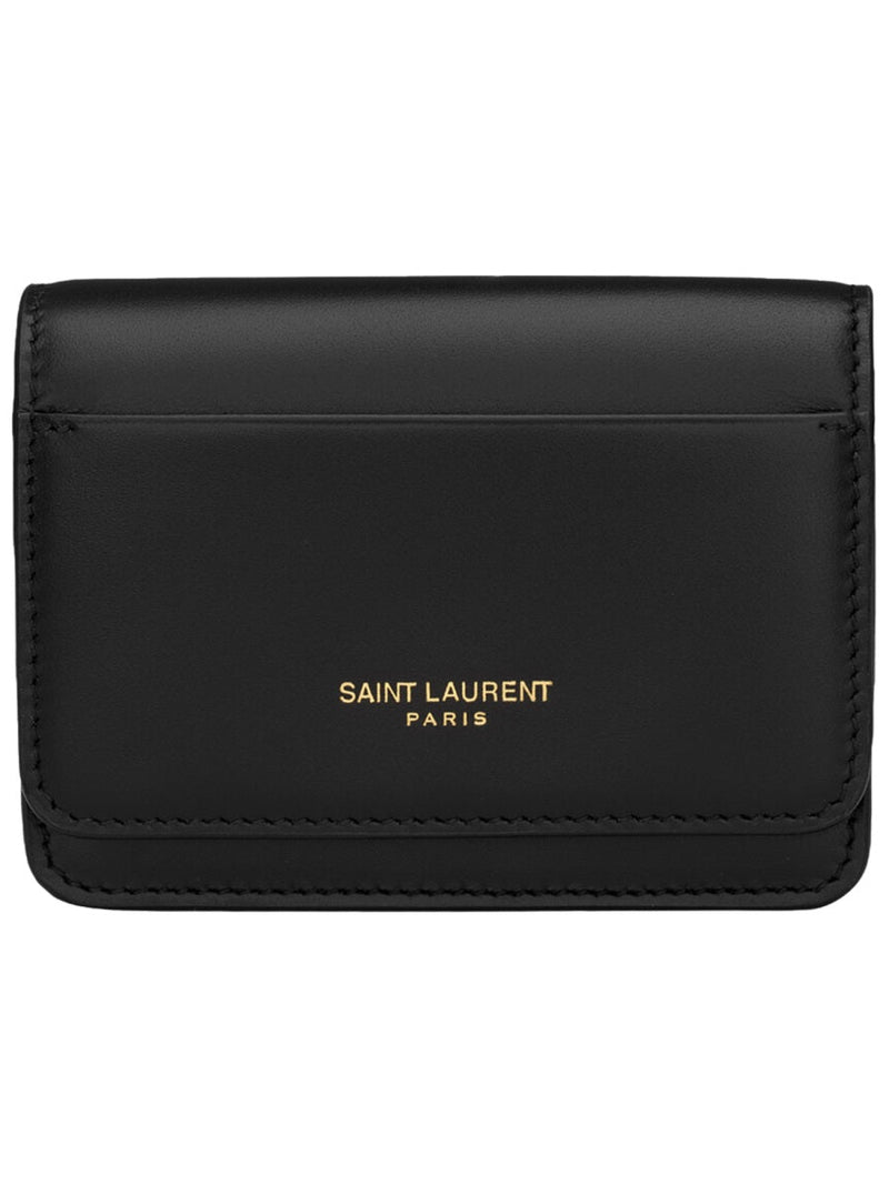Saint Laurent Calf Leather Card Case — Black Wallets & Purses