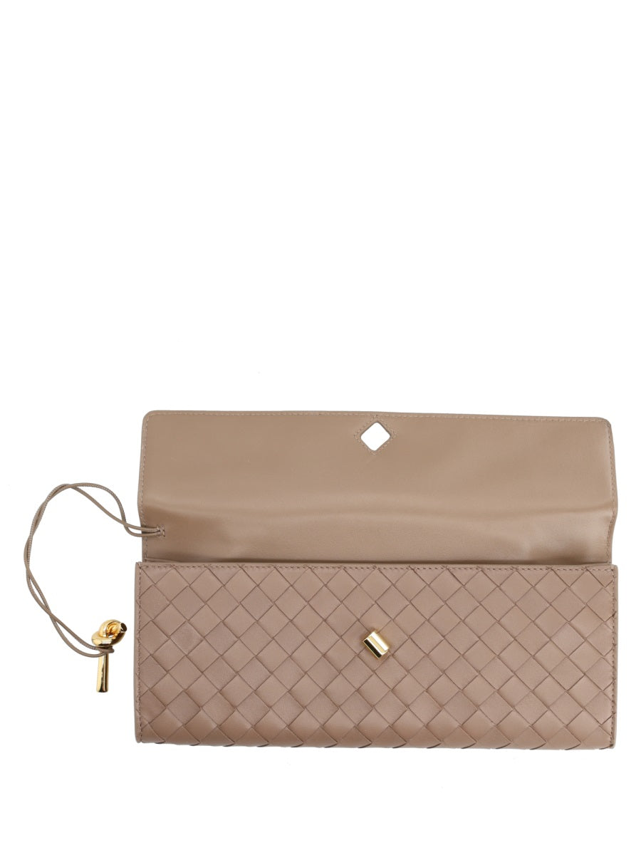 Bottega Veneta Andiamo Clutch — Beige Lamb Leather