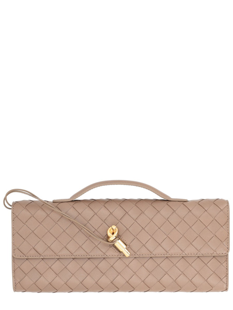 Bottega Veneta Andiamo Clutch — Beige Lamb Leather