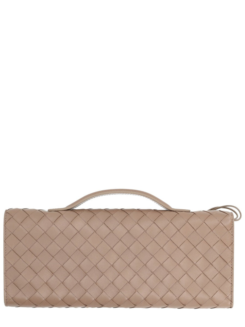 Bottega Veneta Andiamo Clutch — Beige Lamb Leather