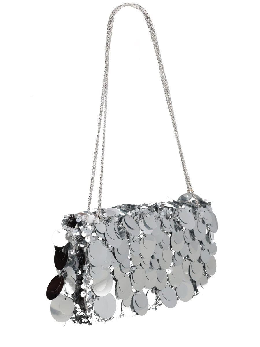 Rabanne Sparkle Baguette Shoulder Bag — Silver Polyester Cotton Leather