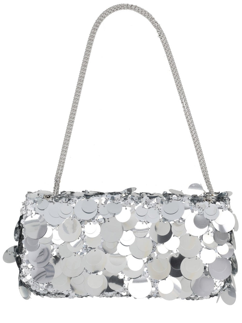 Rabanne Sparkle Baguette Shoulder Bag — Silver Polyester Cotton Leather