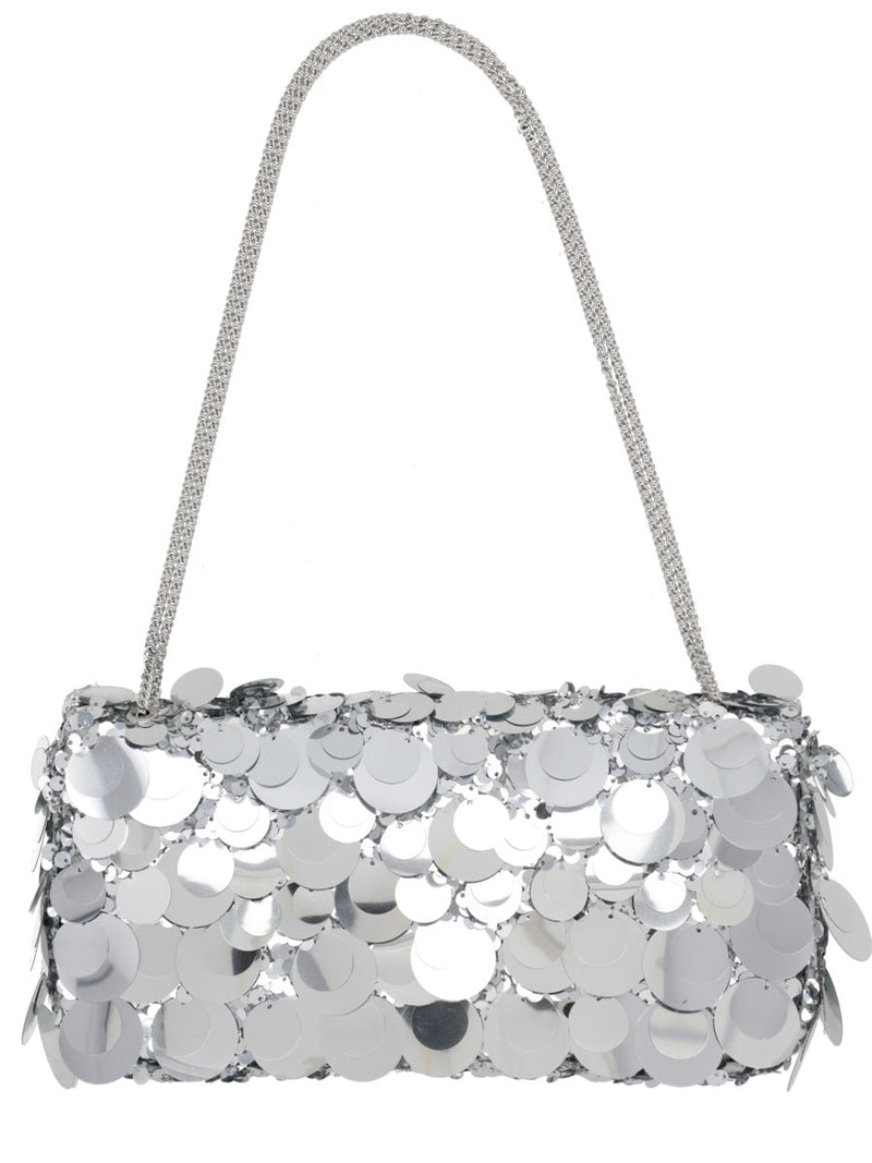 Rabanne Sparkle Baguette Shoulder Bag — Silver Polyester Cotton Leather