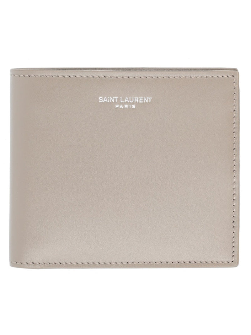 Saint Laurent Calf Leather Bifold Wallet — Beige & Purses