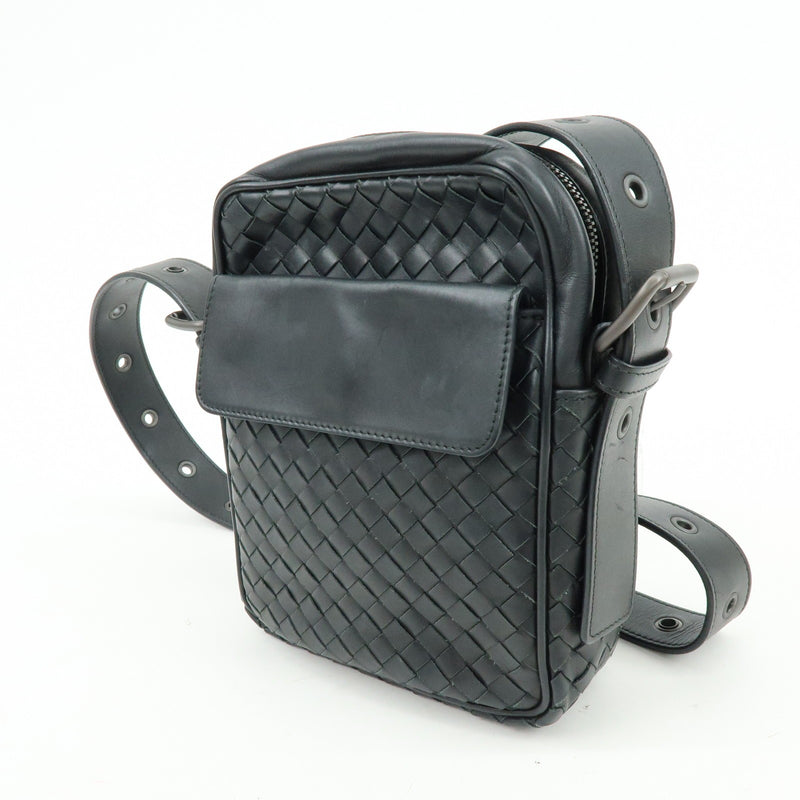 Bottega Veneta Front Pocket Messenger Intrecciato Nappa Black Leather