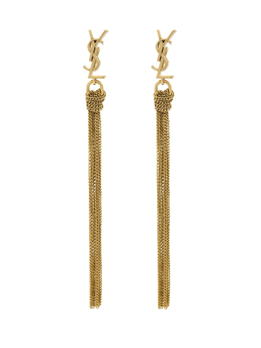 Saint Laurent Logo Earrings — Gold Brass
