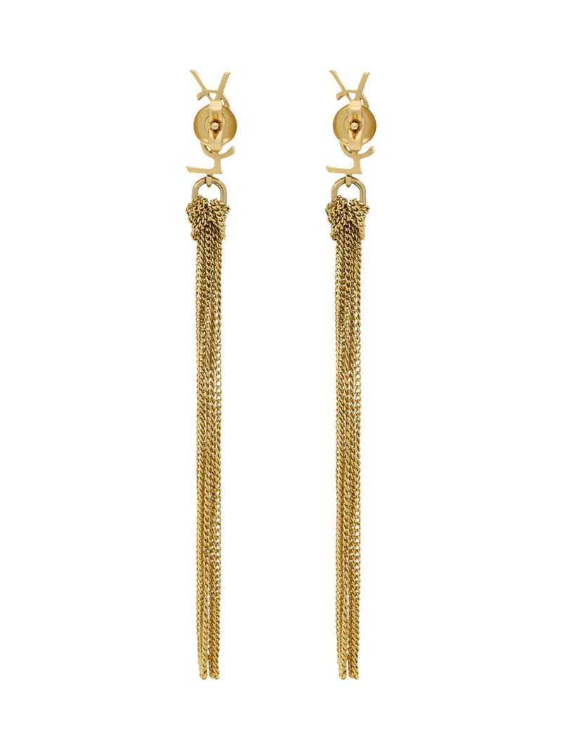 Saint Laurent Logo Earrings — Gold Brass