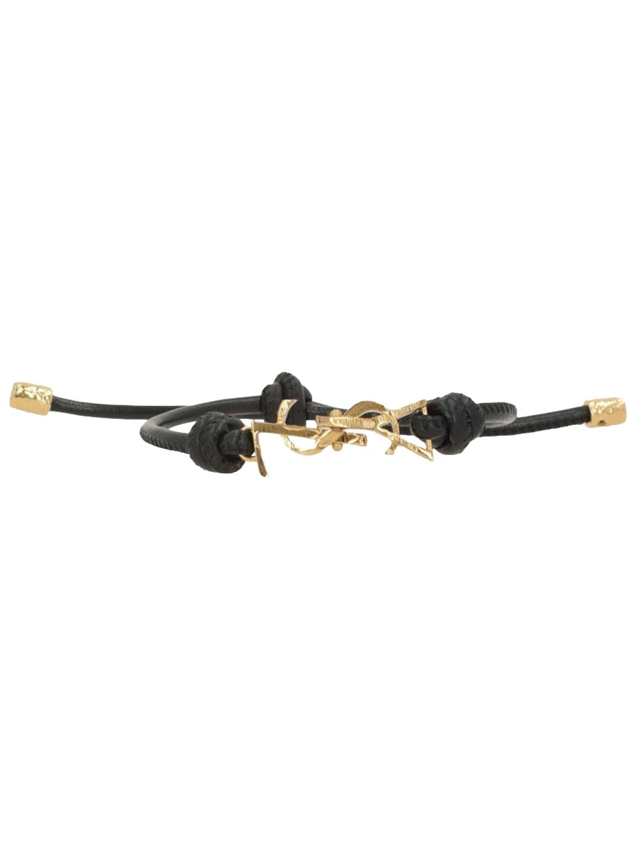 Saint Laurent Cassandre Bracelet — Black Leather Bracelets