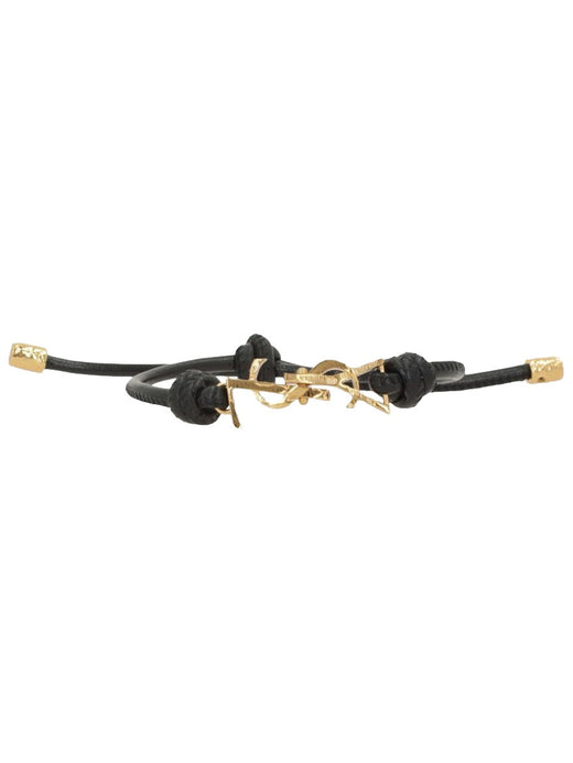 Saint Laurent Cassandre Bracelet — Black Leather Bracelets