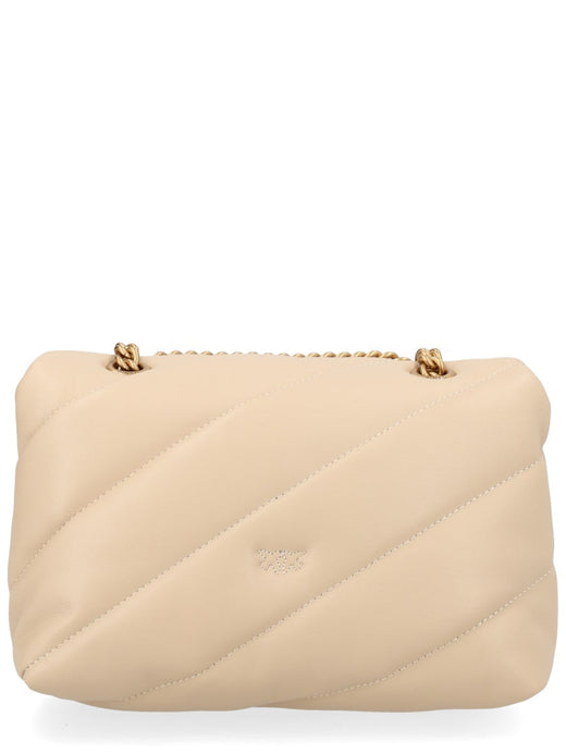 Pinko Love Puff Shoulder Bag — Beige Leather