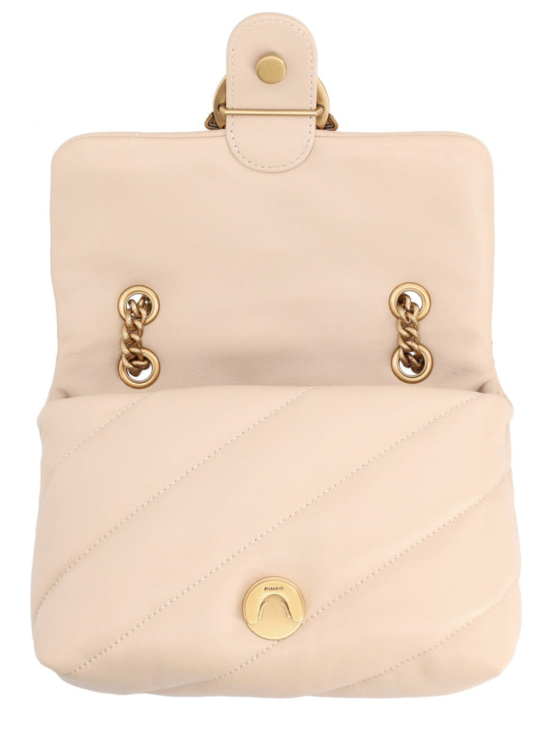 Pinko Love Puff Shoulder Bag — Beige Leather