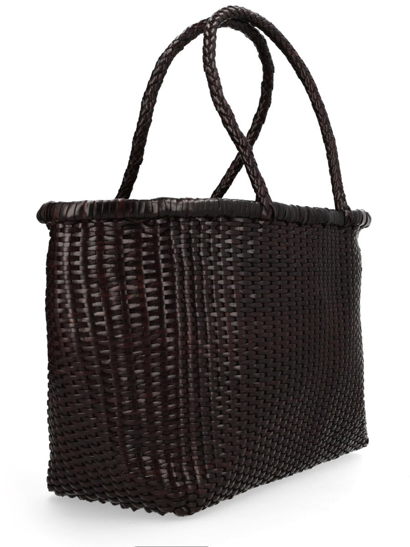 Dragon Diffusion B Weave Shoulder Bag — Brown Leather