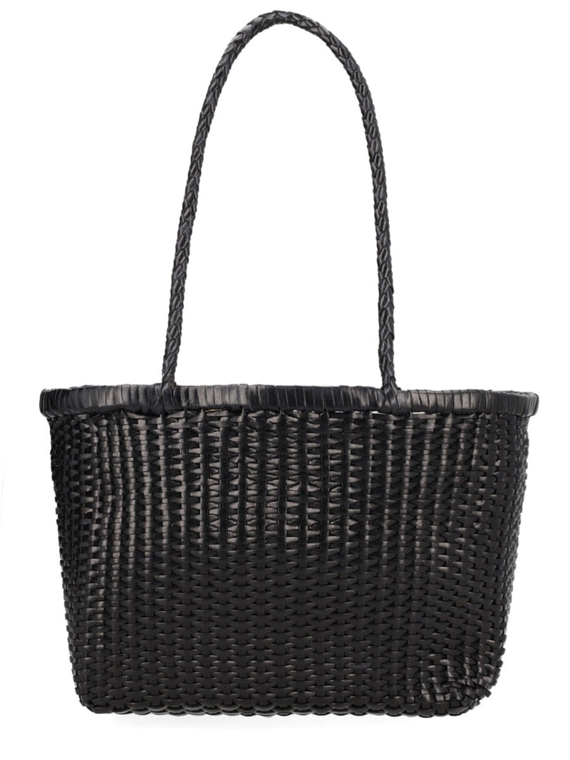 Dragon Diffusion B Weave Shoulder Bag — Black Leather