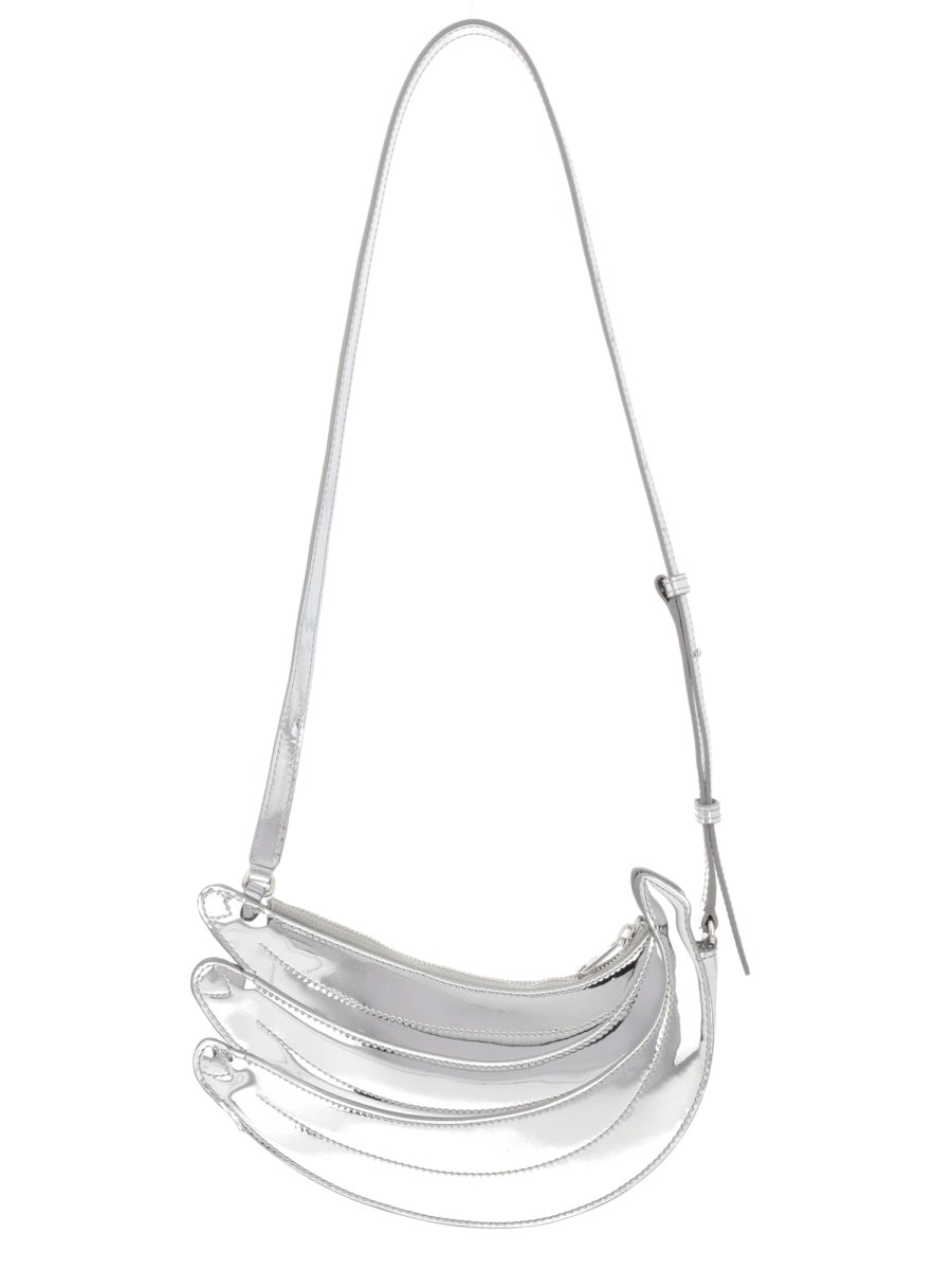 Casablanca Banana Shoulder Bag — Silver Leather