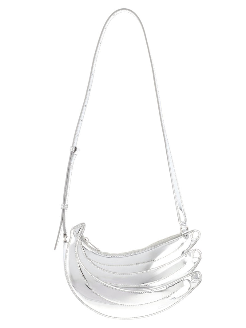 Casablanca Banana Shoulder Bag — Silver Leather