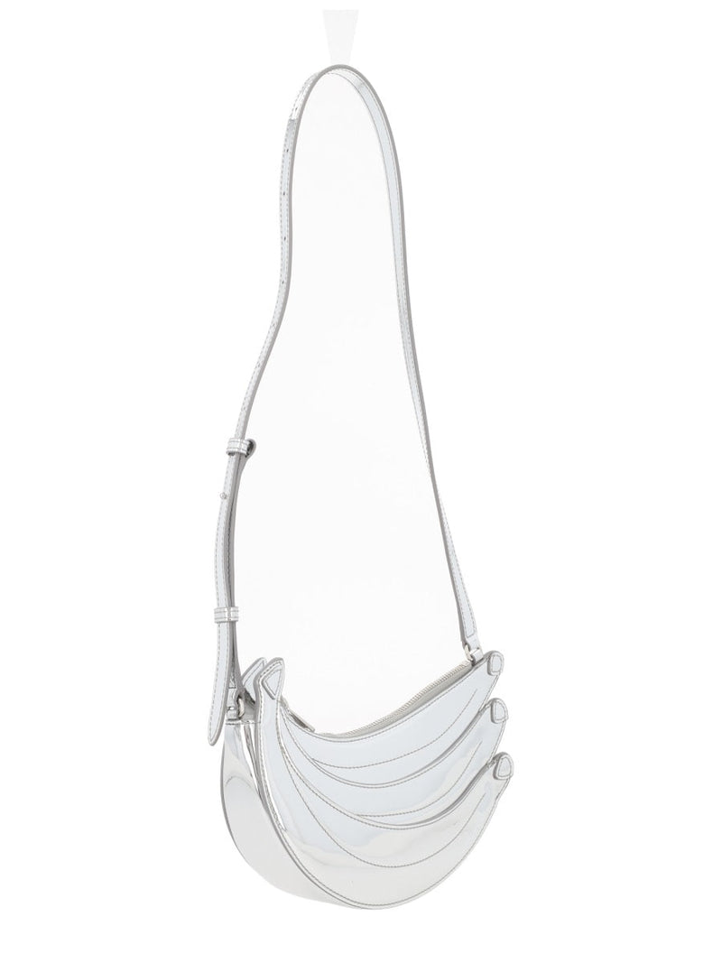 Casablanca Banana Shoulder Bag — Silver Leather