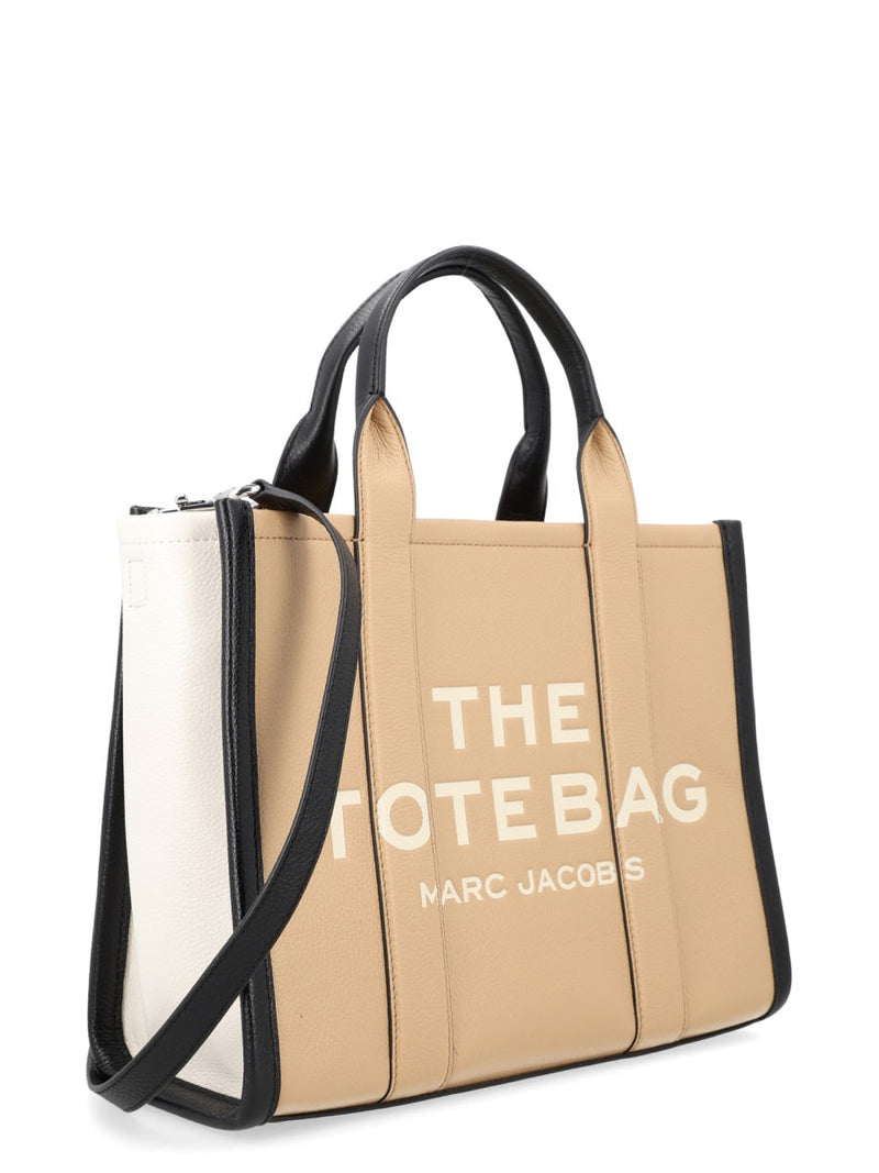 Marc Jacobs Structured Leather Tote Bag — Beige Cow