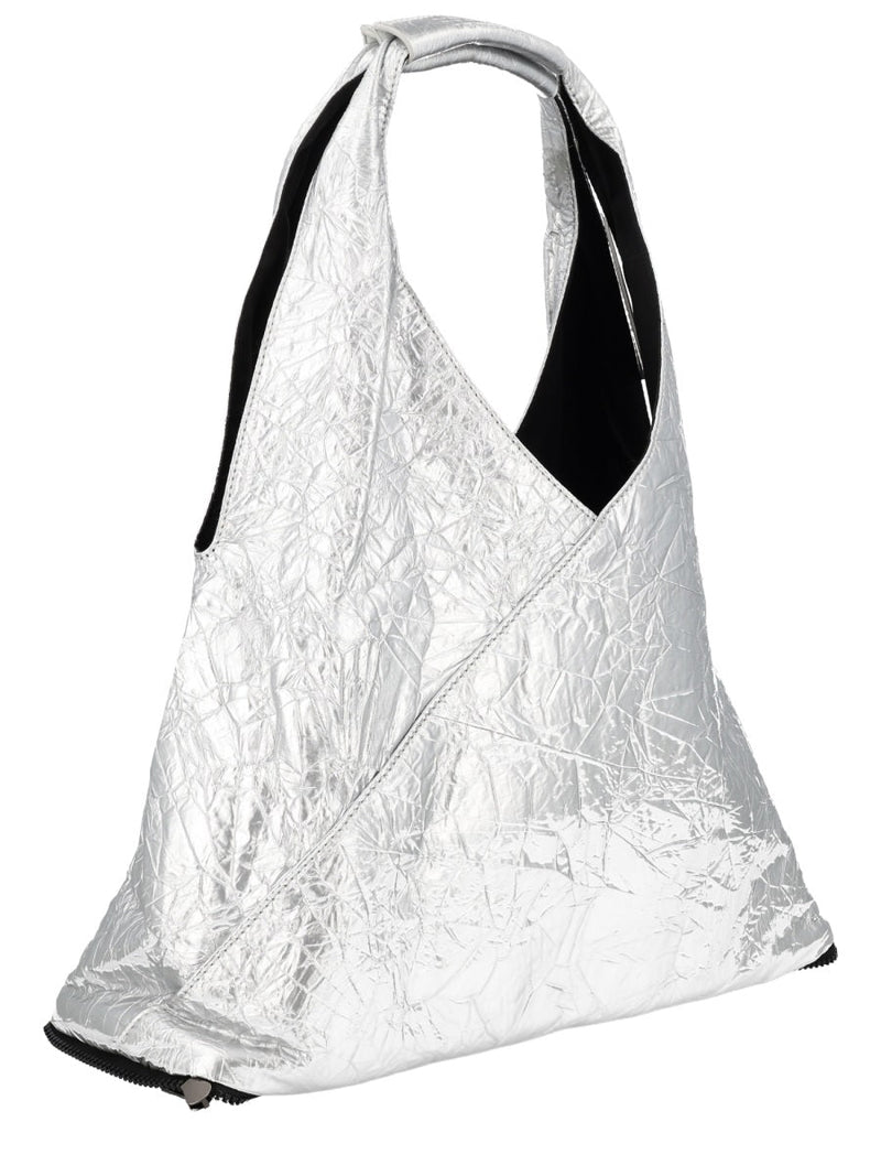 Mm6 Maison Margiela Japanese Foldable Handbag — Silver Polyurethane Hand Bags