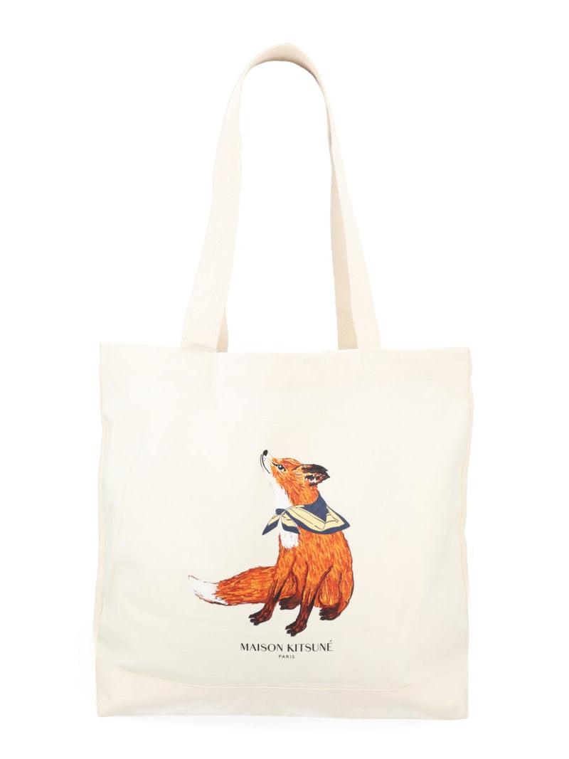 Maison Kitsuné Dreaming Fox Tote Bag — Beige Cotton