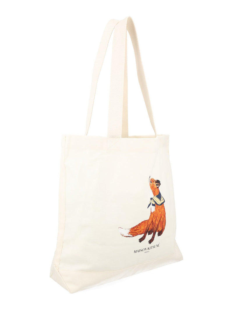 Maison Kitsuné Dreaming Fox Tote Bag — Beige Cotton