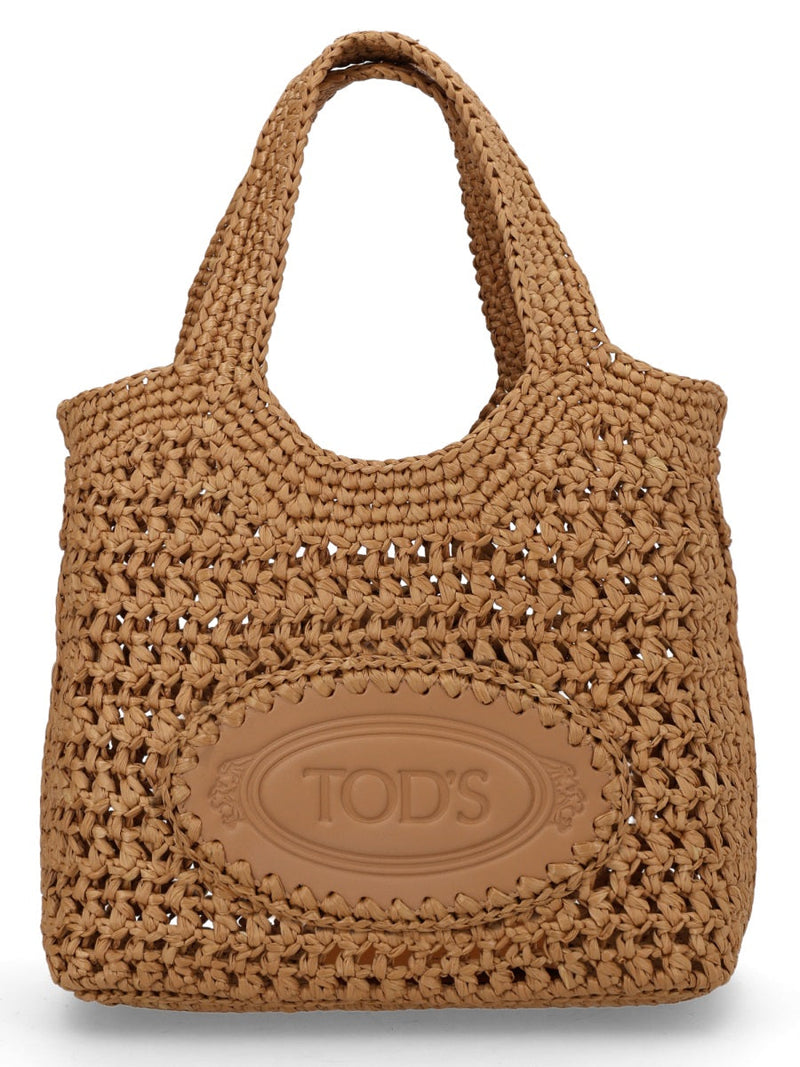 Tods Viscose-Leather Blend Shoulder Bag — Beige