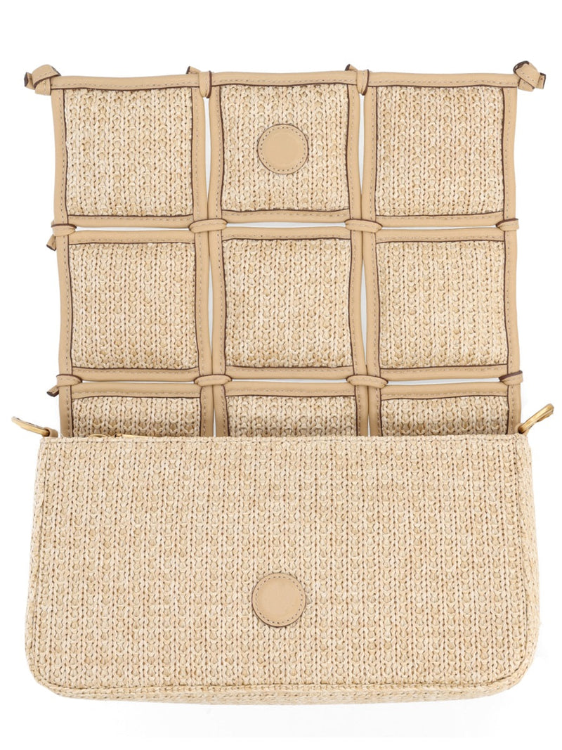 Cult Gaia Quilted Puff Cotton Canvas Shoulder Bag — Beige
