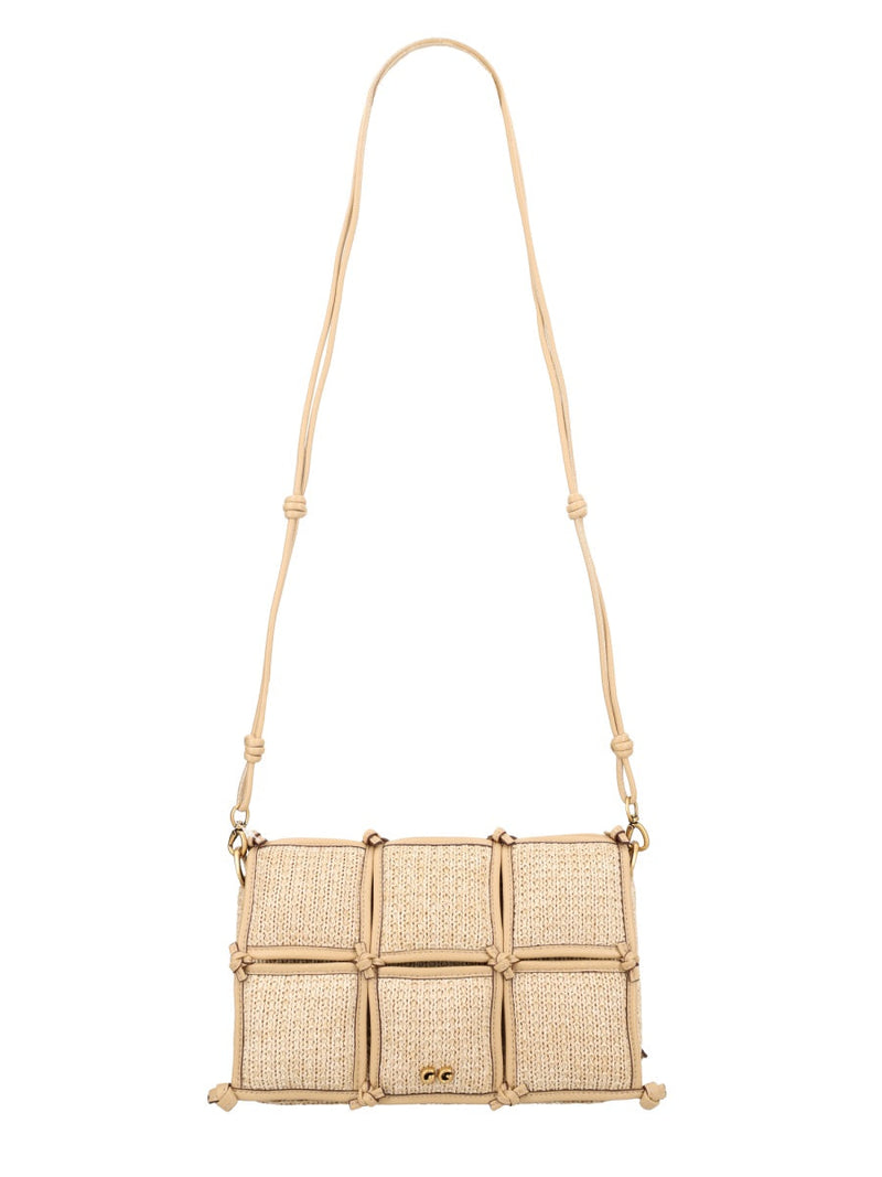 Cult Gaia Quilted Puff Cotton Canvas Shoulder Bag — Beige