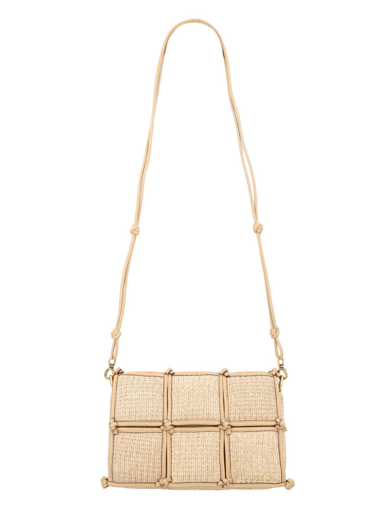 Cult Gaia Quilted Puff Cotton Canvas Shoulder Bag — Beige