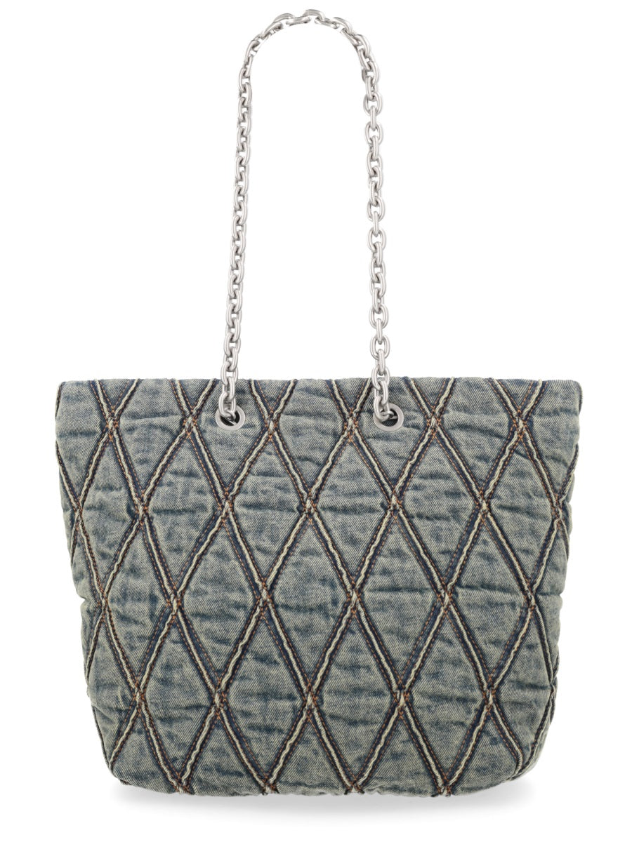Diesel Quilted Denim Shoulder Bag — Blue Cotton