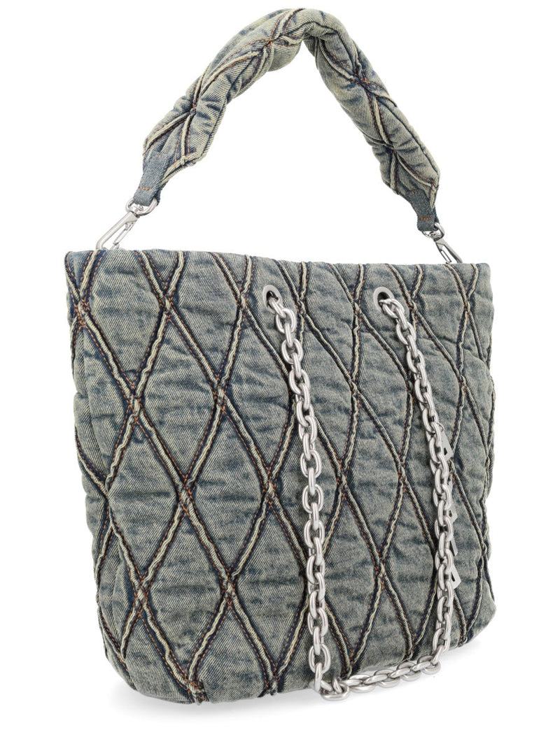 Diesel Quilted Denim Shoulder Bag — Blue Cotton