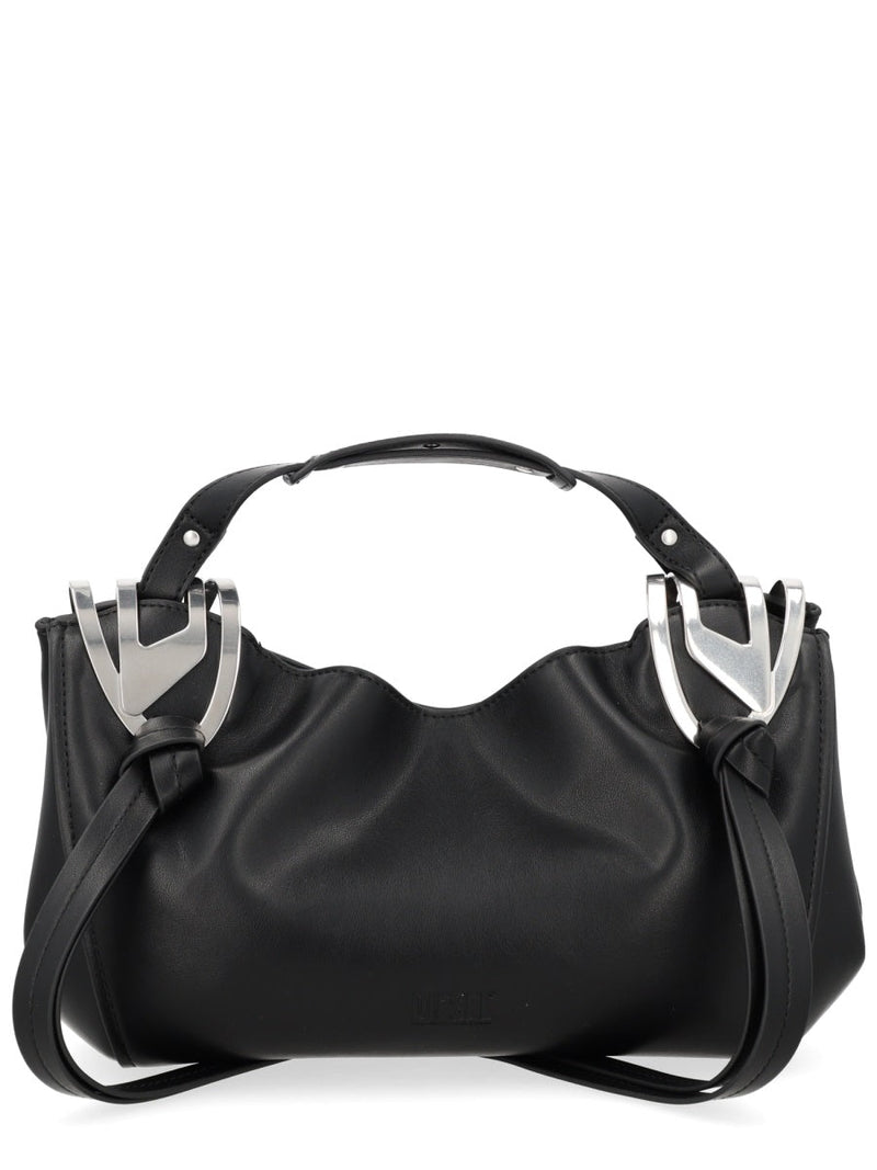 Diesel Knot-D Top Handle Bag — Black Calf Leather