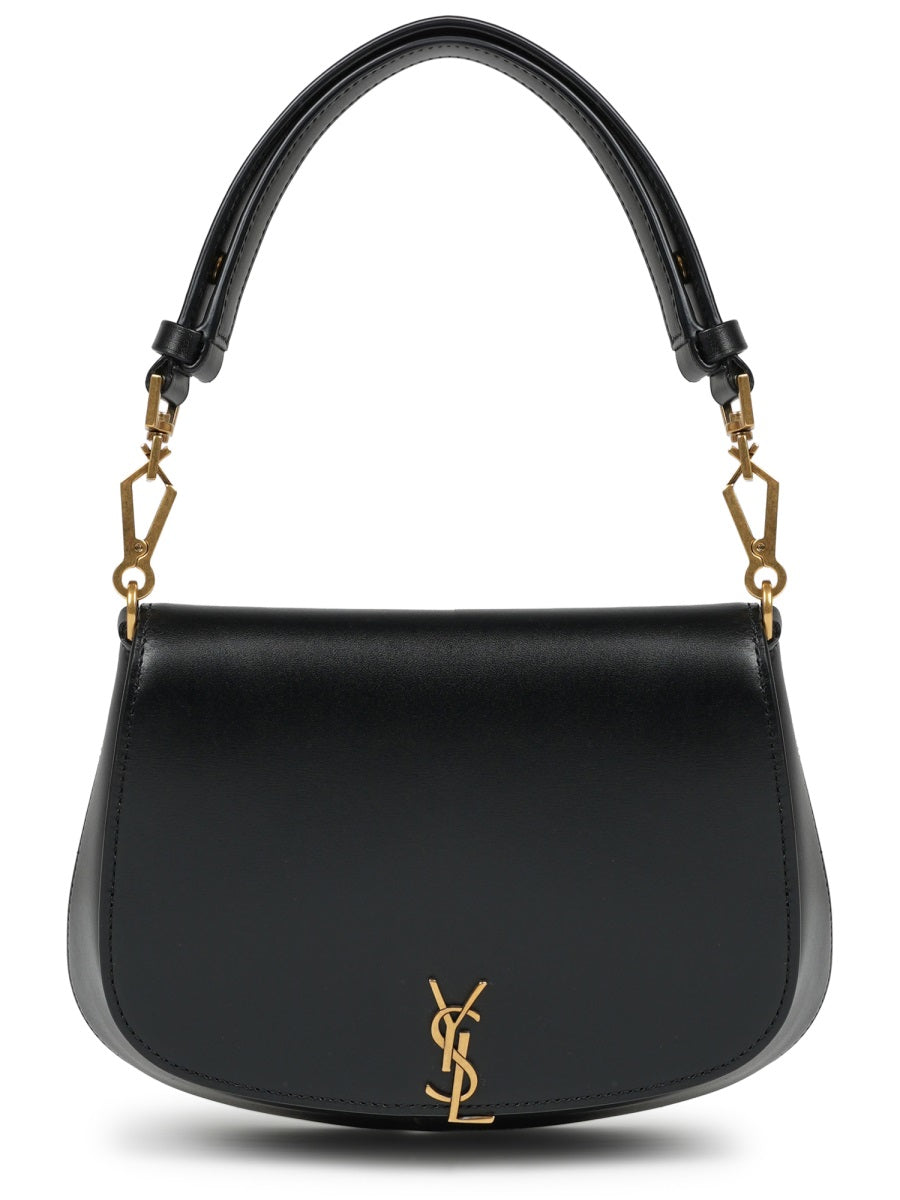 Saint Laurent Mini Voltaire Top Handle Bag — Black Box Leather