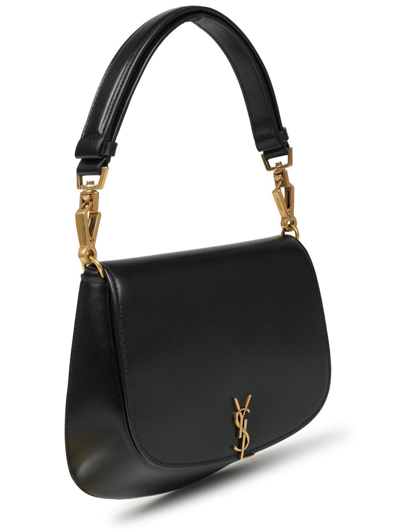 Saint Laurent Mini Voltaire Top Handle Bag — Black Box Leather