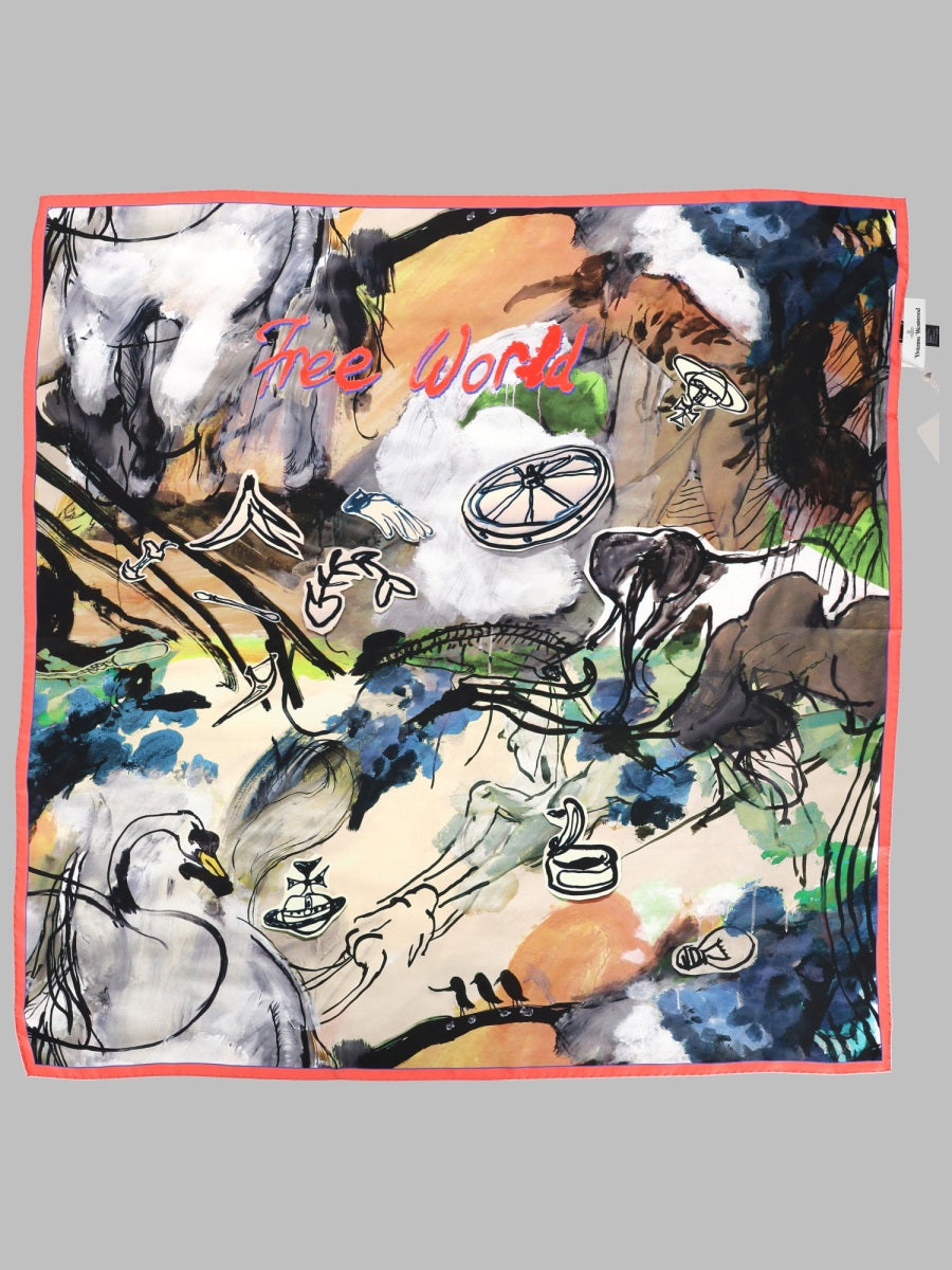 Vivienne Westwood Free World Scarf — Multicolor Silk Scarfs