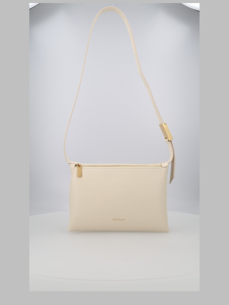 Off-White Calf Leather Shoulder Bag — Beige