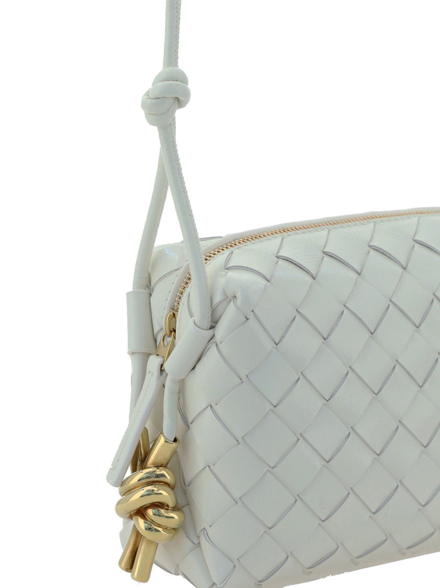 Bottega Veneta Loop Shoulder Bag — White Calf Leather
