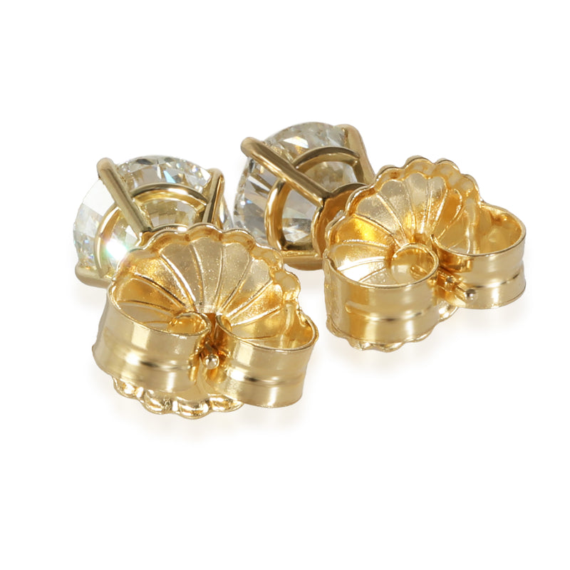 18k Yellow Gold 4 Prong Diamond Stud Earrings 3.05 Ctw G-Si1 Earring