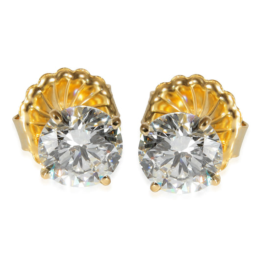 18k Yellow Gold 4 Prong Diamond Stud Earrings 3.05 Ctw G-Si1 Earring