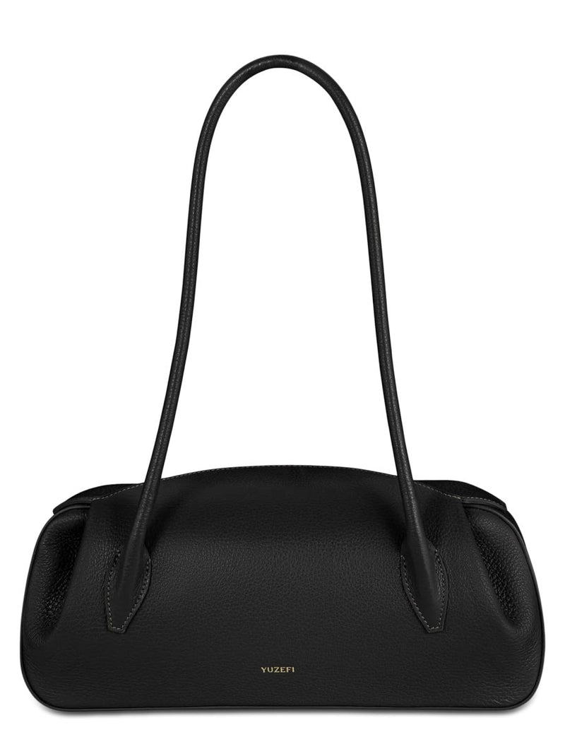 Yuzefi Oyster Shoulder Bag — Black O: Bovine Leather