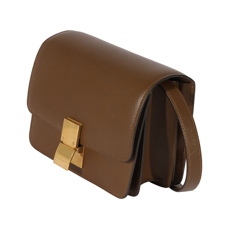 Celine Brown Smooth Leather Small Box Bag Handbag